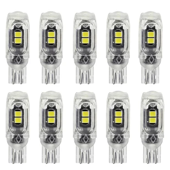 10x T10 LED W5W Супер ярък Без Полярност Пластмасова Защита на smd Авто Вътрешна Лампа За Четене Врата Регистрационен номер Клиновидная Лампа 12 В Бяло