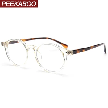 Peekaboo очила в кръгла рамка за жени, модни прозрачни лещи, TR90, оптични очила, рамки за мъже, ацетат, високо качество, прозрачен