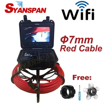 7 мм в Диаметър, Червен Тел 20-50 м SYANSPAN Безжична Wi-Fi Тръба Инспектиращата Камера, Дренажен Възвратна Тръбопровод Промишлен Ендоскоп