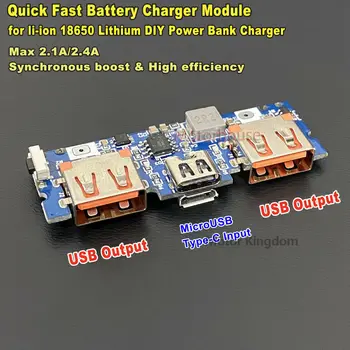 5V 2A Micro USB Type-C Литиева акумулаторна Литиево-йонна батерия с Бързо Зареждане на Модул, Зарядно Устройство САМ Power Bank