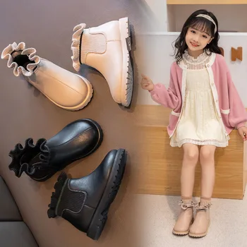 Нова Детски обувки, обувки за момичета, Размери 22-30, Зимни обувки за Момичета, Непромокаеми зимни детски обувки от изкуствена кожа, топли