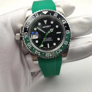 NH35 S Часовници Мъжки и дамски механични часовници с лявата ръка 40 мм сапфирен кристал часовник за гмуркане Зелен Воден Фантом