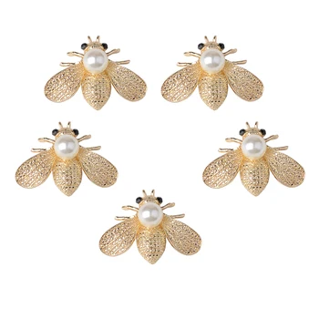 5 Парчета на Изкуствени Кристални Копчета във формата на Пчела, Пришитых до Стразам с фиксирана облегалка