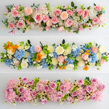 1 м изкуствена договореност сватба парти събитие прозорец декорация на коприната гирлянда цветя редица ъглов завеса цвете