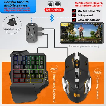 Комплект за мобилна геймърска мишка и клавиатура Mix Por/Lite PUBG, Клавиатура и мишка с RGB подсветка, Набор от адаптери, конвертори, за PS4 PS5