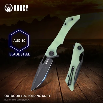 Kubey Raven НОВ KB245 Сгъваем Джобен Нож Aus10 Drop Piont Blade Открит Ловен Нож Висококачествени Инструменти