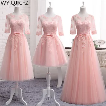 QNZL-5608#Три стила на дълги, средни къси розови апликации 2022 пролетни рокли на Шаферките дантела сватбена рокля за бала