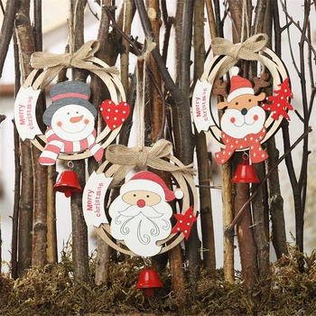 Нова Година 2023 Коледни Подаръци Дървени Украшения Коледно Дърво Декор Навидад Окачен Медальон Коледна Украса за Дома