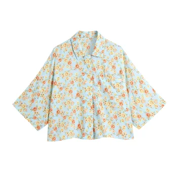 KEYANKETIAN/ Дамски ежедневни риза с флорална принтом в ретро стил, Женски однобортный жилетка, луксозен цветен топ