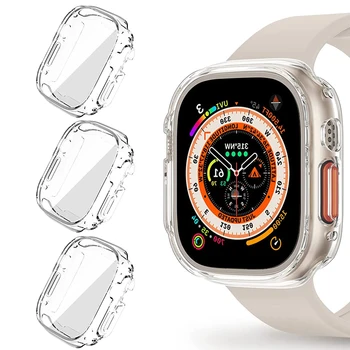 Прозрачен Капак за Apple watch Case 45 мм 41 мм и 49 мм 44 мм 40 мм 42 мм и Защитно фолио за дисплея на Apple Watch Серия 3 4 5 6 SE 7 8 Ultra