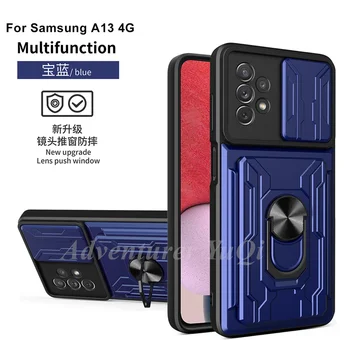 Устойчив на удари Бронята Броня Калъф за Телефон Samsung Galaxy A13 A12 A03 ОСНОВНАТА S22 Ultra Plus4G 5G Пръстен със Защита от Падане Поставка Джоб за Карти