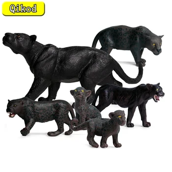 Моделиране Мини Дете Черен Леопард фигурка Леопард фигурка от Животински Модел на Домашен интериор Миниатюрни Бижута Градина Играчки Аксесоари
