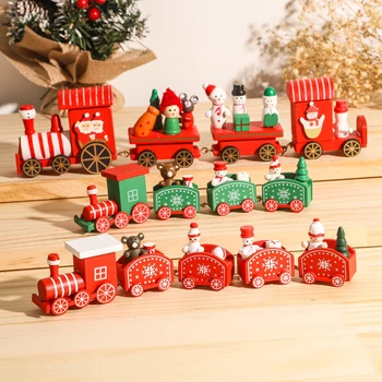 2022 Коледен Дървен Влак Весели Коледни Украси Коледна Украса За Дома На Масата 2021 Noel Навидад Коледни Подаръци За Нова Година