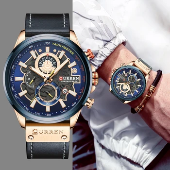 2020 Нови Модни Мъжки Часовници Топ Луксозна Марка Спортни Ръчни Часовници Военни От Естествена Кожа Кварцов Хронограф Relogio Masculino