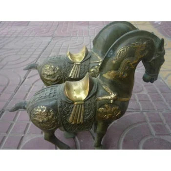 Династия Цин (QianLong1736-1792) бронзова позлатена статуя на Кон/ Скулптура, двойка