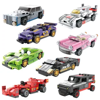 Момче, подарък за рожден ден градивни елементи на добре познатата серия на автомобили EVO F1 supercar състезателни детска играчка кола строителни блокове