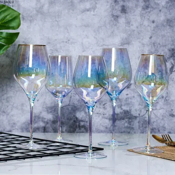 Дъга Купа Цветни Чаши за Вино Чаши за вино С Йонно покритие Вечерни Подаръци Стъкло от Различни Стилове Цветни Кристални Чаши за Шампанско
