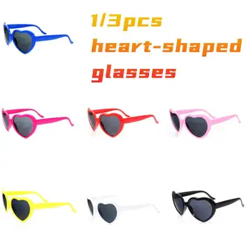 1/3 бр. Дамски модни очила с ефекти във формата на сърце Гледайте как светлината се променя формата на сърце през нощта Дифракционные слънчеви очила