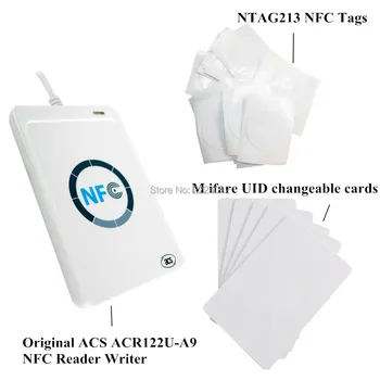ACR122u nfc четец писател USB интерфейс + 5шт NTAG213 nfc етикет + 5шт m ifare UID сменяеми 1k карти + безплатен SDK