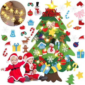 Коледна Елха от Филц със собствените си ръце, Коледно Дърво със собствените си ръце с led гирлянди за Деца Коледни Подаръци Коледа Интериор Коледни Аксесоари 2023