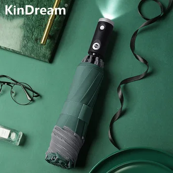 kindream с led подсветка отточна тръба на шарнирна връзка автоматичен чадър със светлоотразителни ивици от обратната led светлина чадър трикуспидалната обърнати 10