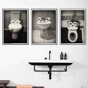 Забавна Тоалетна Хартия За Баня, Скандинавските Абстрактни Плакати с една Жаба, Печат Върху Платно, Стенни Художествени Картини за Баня, Тоалетни, Вани, аксесоари за Дома