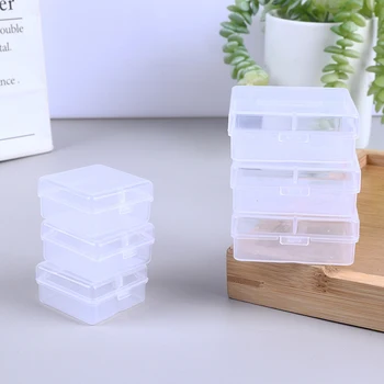 5шт Мини-Кутия За Съхранение на Прозрачна Пластмасова Малка Кутия С Капак на Ковчег За Бижута Квадратни Детайли на Опаковане Скоростна Кутия За Инструменти