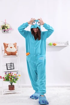 Blue Cookie Monster Onesies Пижама За Възрастни Унисекс Пижами Пижами Животни Коледна Пижама Костюми За Cosplay Вечерна Рокля
