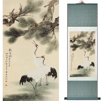 Птици и цветя, Художествена Живопис Украса домашен офис Китайска живопис под формата на свитъци птици живопис 19081709