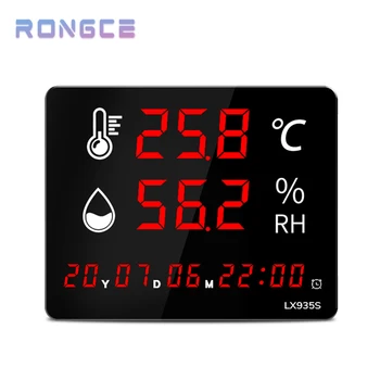 RONGCE Закрит Цифров Термометър за Монтиране на стена Led влагомер Часовници Дисплей за Температура И влажност на въздуха Аларма USB5V Храна