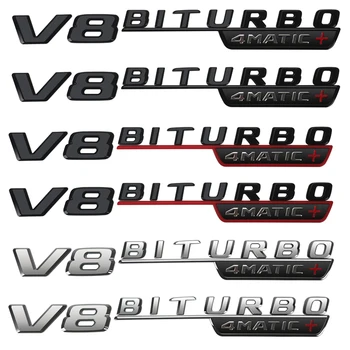 2 бр. V8 BITURBO 4MATIC + Букви Кола Крило и Емблемата на Стикер Турбокомпресор за Mercedes Benz A45 AMG W117 C63 Ww205 W212 E63 W207 W176 X156