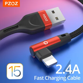 PZOZ 90 Градуса USB Кабел За iPhone 14 13 12 11 Pro Max Xr Xs X Plus 8 7 6 6s 5 5s SE Кабел За Бързо Зареждане, Кабел За Зареждане на Данни