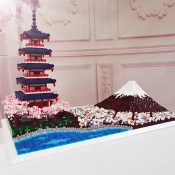 6500 бр. + Fuji Микро градивните елементи на Япония, Фуджи Планина Чуреито Пагода 3D Модел Събрани Мини Тухли Фигурка Играчка За Деца Подаръци