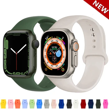Силиконов Ремък За Apple Watch Band 44 мм 40 мм 45 мм 41 мм и 49 мм 42 мм 38 мм 44 45 мм гривна iwatch Ultra series 7 se 3 4 5 6 8 каишка