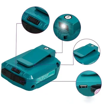 Нова Led Прожектор Li-on Преобразувател на Батерията 2-USB Порт, Адаптер За Външно Фенерче За Makita 14,4 v/18 Модел BL1415 BL1430 BL1830