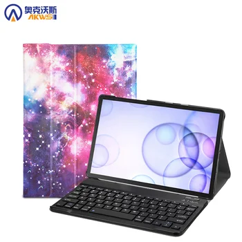 Калъф с Клавиатура за Samsung Galaxy Tab S6 10,5 2019 Руска Клавиатура Калъф Funda за SM T860 T865 Безжична Клавиатура Bluetooth