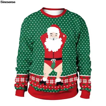 Мъже, Жени Дядо Грозен Коледен Пуловер 3D Новост Печатни Празнична Парти Crewneck Hoody Пуловер Забавен Коледен Жилетка Върховете