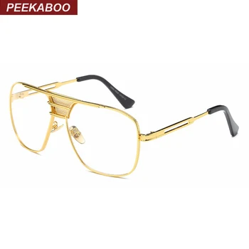Peekaboo нови черни рамки за очила за мъже и жени, високо качество на големи очила в златни рамки, мъжки рамки за очила, маркови дизайнерски метални