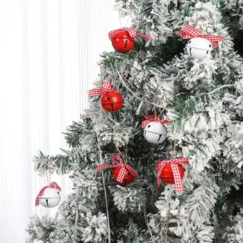 6ШТ 4 см Красиви Коледни Звънчета и Метални Декорации За Коледната Елха САМ Занаяти Вечерни Висящи Украси Коледни Звънчета