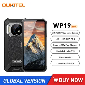 Oukitel WP19 Трайни мобилен телефон Android 12 Восьмиядерный мобилен телефон Хелио G95 8G + 256G Смартфон 21000mAh 64MP IR Камера за Нощно Виждане