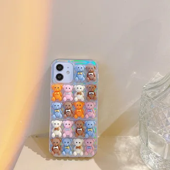 Креативен Цветен Калъф с Кукли-Мечките за iPhone 11 12 13 Pro Max 8 7 Plus Xr Xs Max X SE 2020 12 Мини Мека Делото Capa