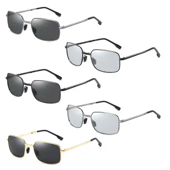 Мъжки Фотохромичните Сгъваеми Слънчеви Очила с Поляризирани Лещи в Метални Рамки, Защитни Очила от Умора