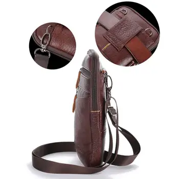 Мъжка Кожена Чанта За Телефон в ретро стил, богат на функции Нагрудная Чанта, раница през рамо, чанта-месинджър, ежедневни бизнес поясная чанта, Мъжка чанта