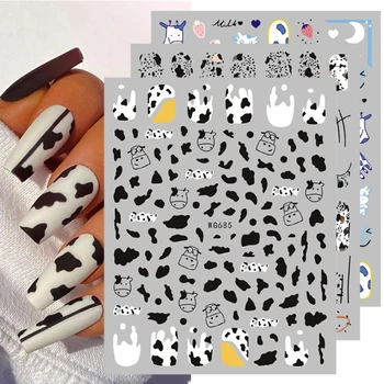 Черен, Бял Цвят на Мляко от Крава 3D Стикери За Нокти Пеперуда Леопард Лепило за Нокти Переводные Етикети Плъзгачи Тайна направи си САМ Украса За Нокти