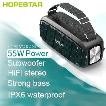 HOPESTAR-A20 Портативните Bluetooth говорители 55 W Super bass стерео субуфер Музикален Плейър Звукова Система boombox с каишка FMAuxTFUSB