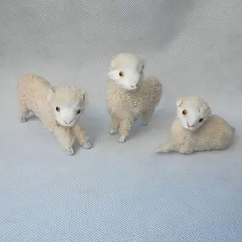 истинска играчка агне 9-12 см, твърда модел, овце от полиетилен и кожа, една партия/3 предмет, украса за детски играчки, подарък h0049
