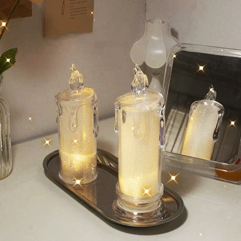 Pearlescent Беспламенные Led Свещ с Батерии Нощни Светлини Лампа за Сватба, Рожден Ден, Свети Валентин, Домашен Декор