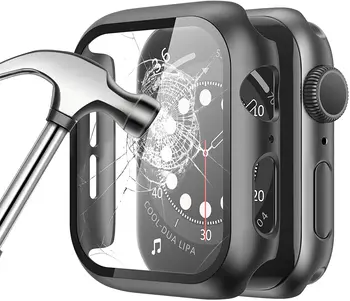 Стъкло + Калъф За Apple Watch case 45 мм 41 мм 44 мм 40 мм 42 мм 38 мм iWatch Аксесоари Защитно фолио за дисплея на Apple watch серия 3 6 SE 7 8