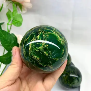 Натурален Emerald Кварцов Кристална Топка Рядък Зелен Камък Скъпоценни Камъни Emerald Минерална Обхват Колекция Интериор На Стаята За Медитация, Чакри··