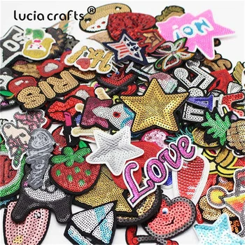 Lucia Crafts 50 г Бродирани Железни Ивици САМ Топлинна Нашивка За Дрехи Дънки Икони Апликация Етикети L1016